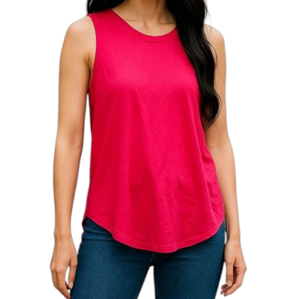 Chaser Red Sleeveless Tank Top with Shirttail Hem, Size Large